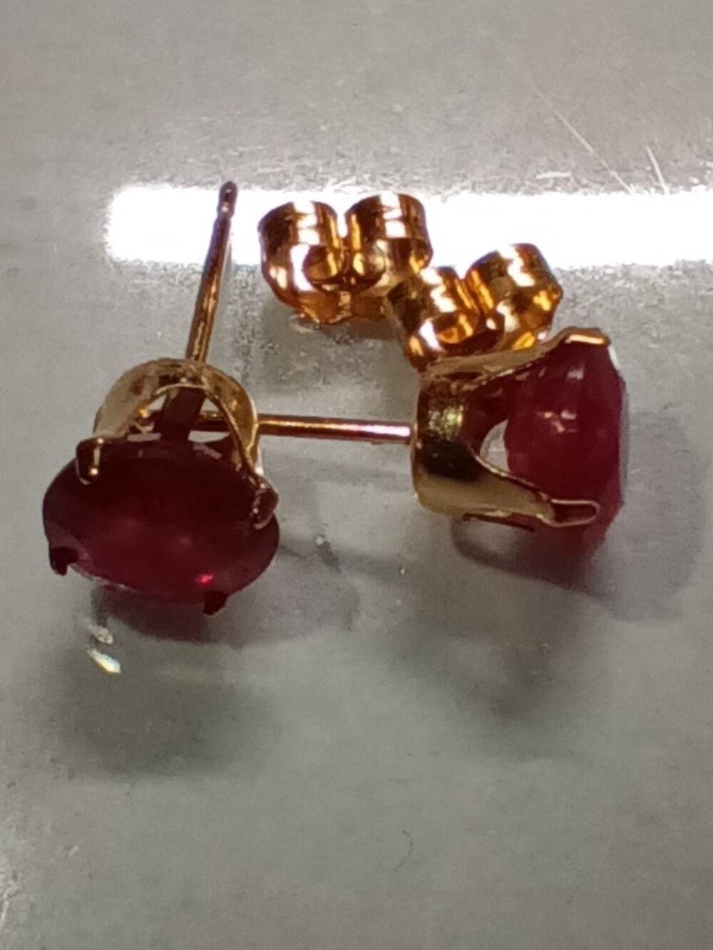 14Kt Yellow Gold 3-1/2ctw Genuine Ruby Earrings & Pendant Set with Chain - Picture 3 of 5